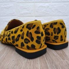 Ženske kožne Loafer zuti leopard